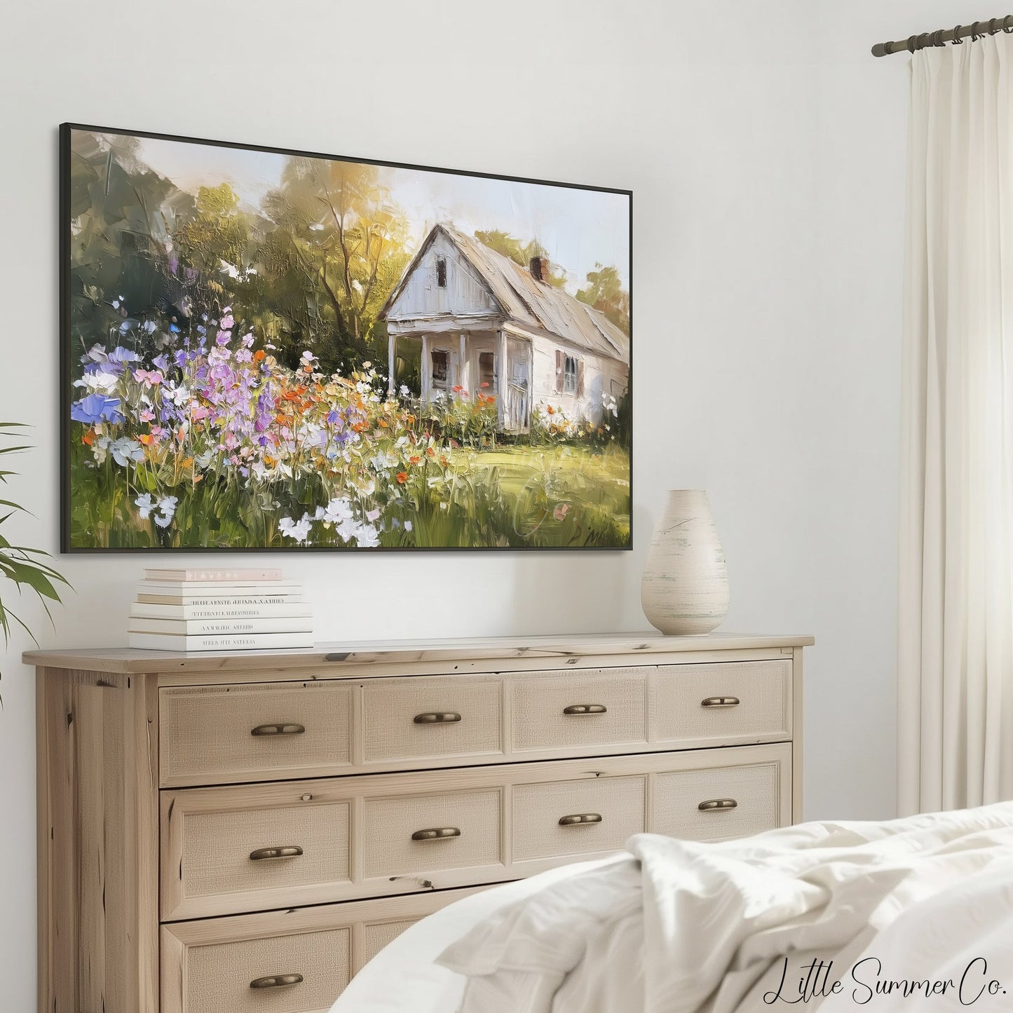 Wildflower Cottage Garden Frame TV Art displayed on a TV
