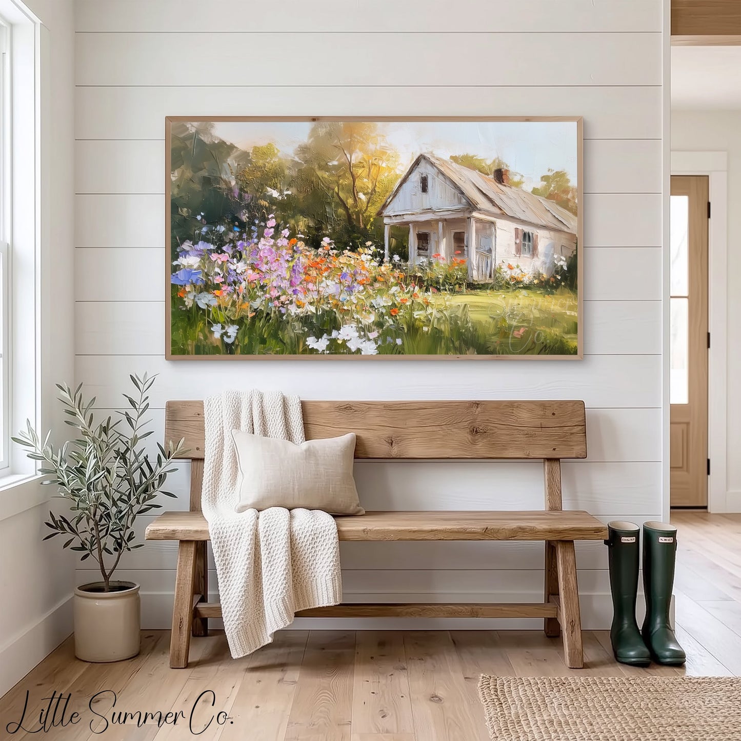Wildflower Cottage Garden Frame TV Art displayed on a TV