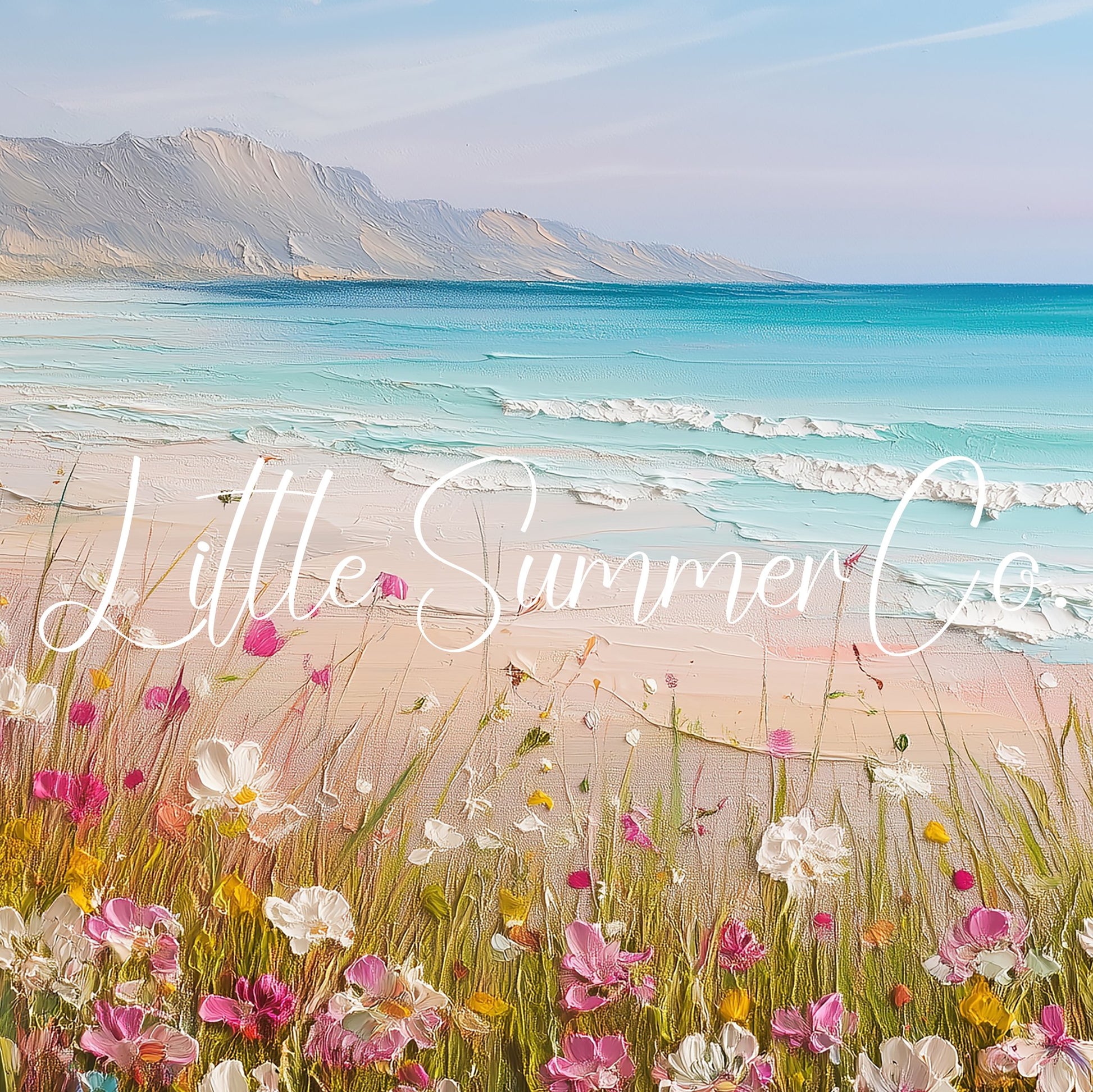 Coastal Wildflower Cliffs Frame TV Art displayed on a TV