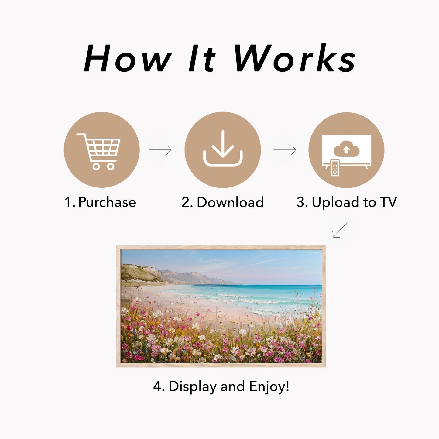 Coastal Wildflower Cliffs Frame TV Art displayed on a TV
