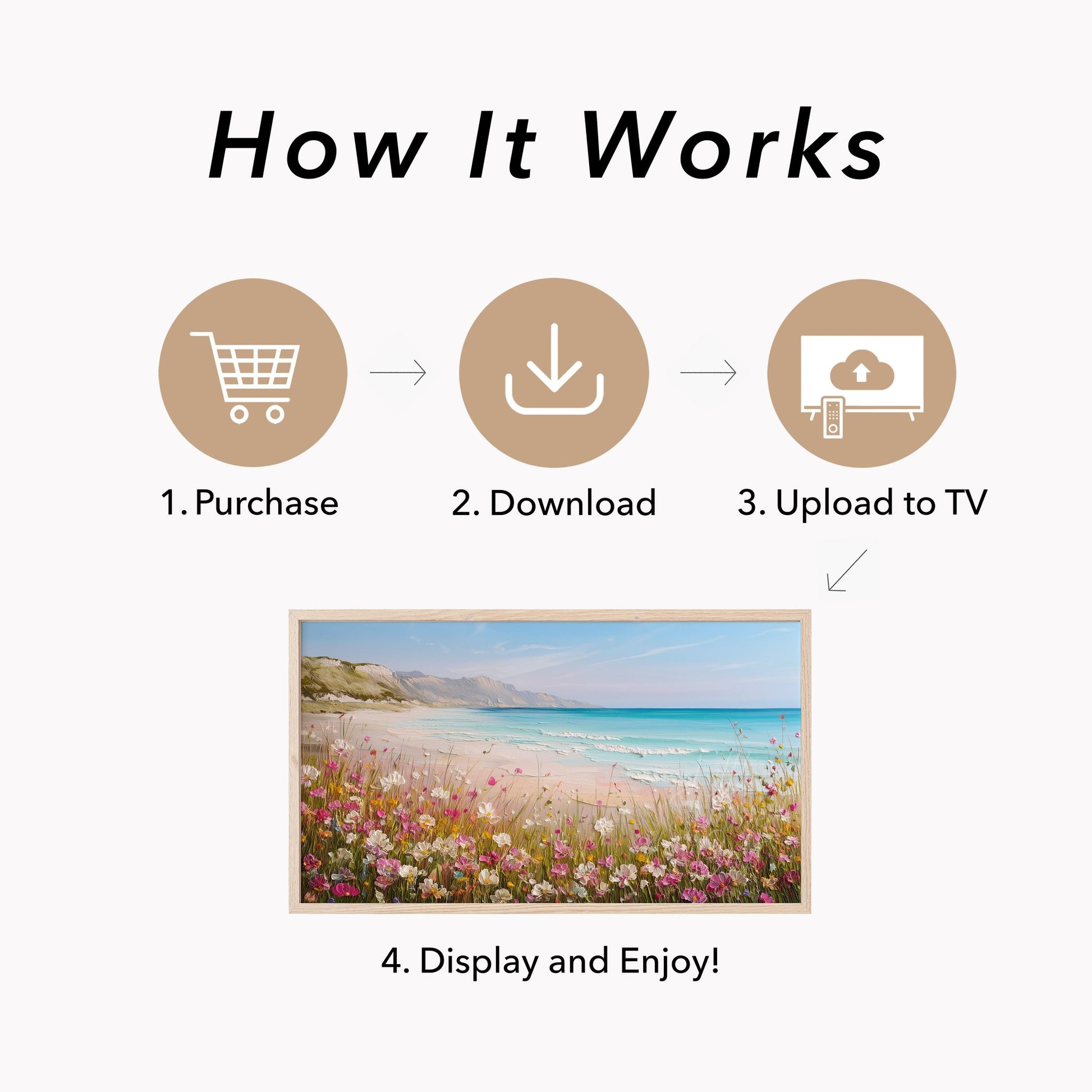 Coastal Wildflower Cliffs Frame TV Art displayed on a TV