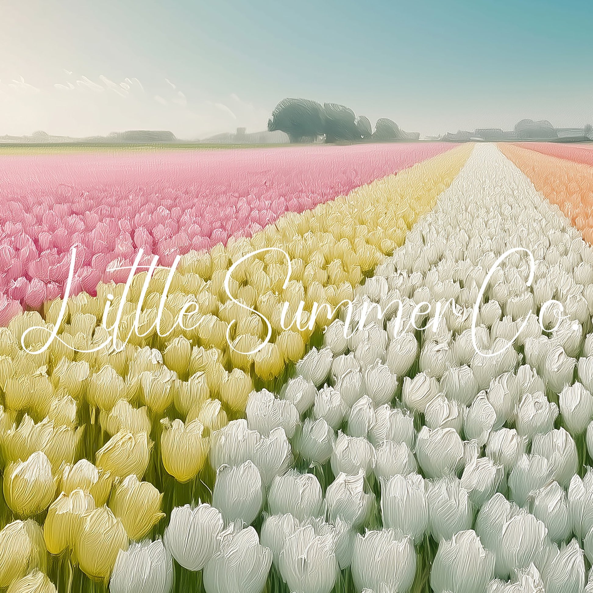 Rainbow Tulip Field Frame TV Art displayed on a TV