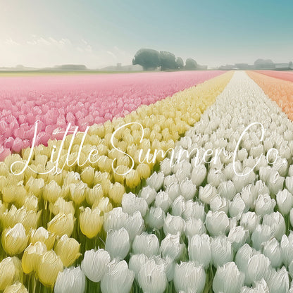 Rainbow Tulip Field Frame TV Art displayed on a TV