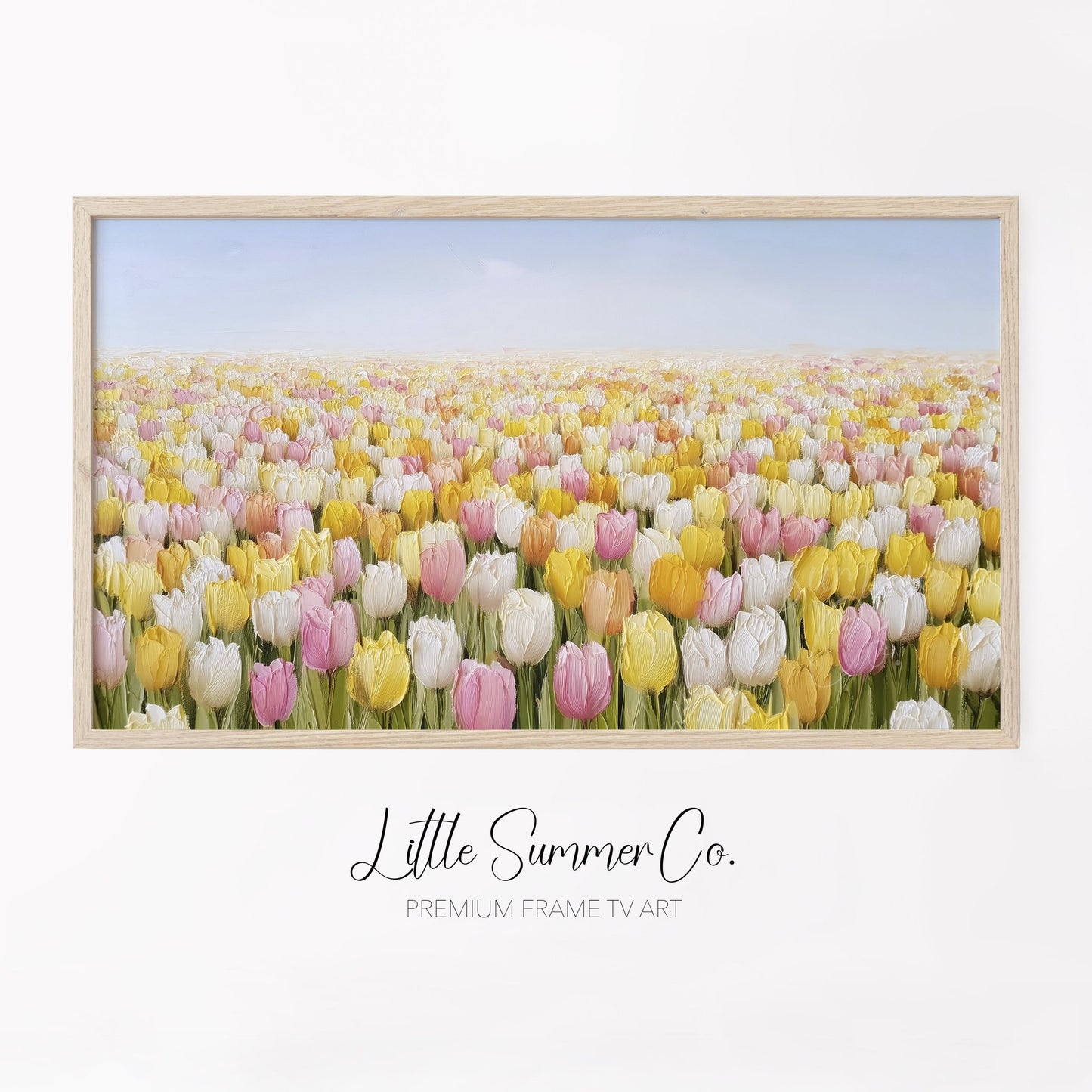 Mixed Tulip Blooms Frame TV Art displayed on a TV