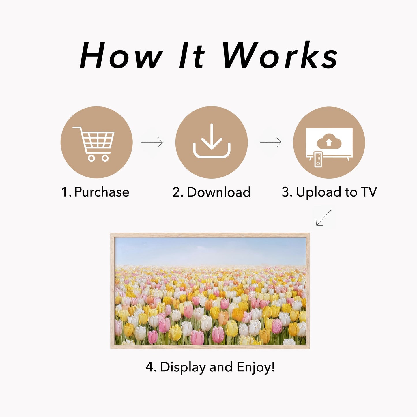 Mixed Tulip Blooms Frame TV Art displayed on a TV