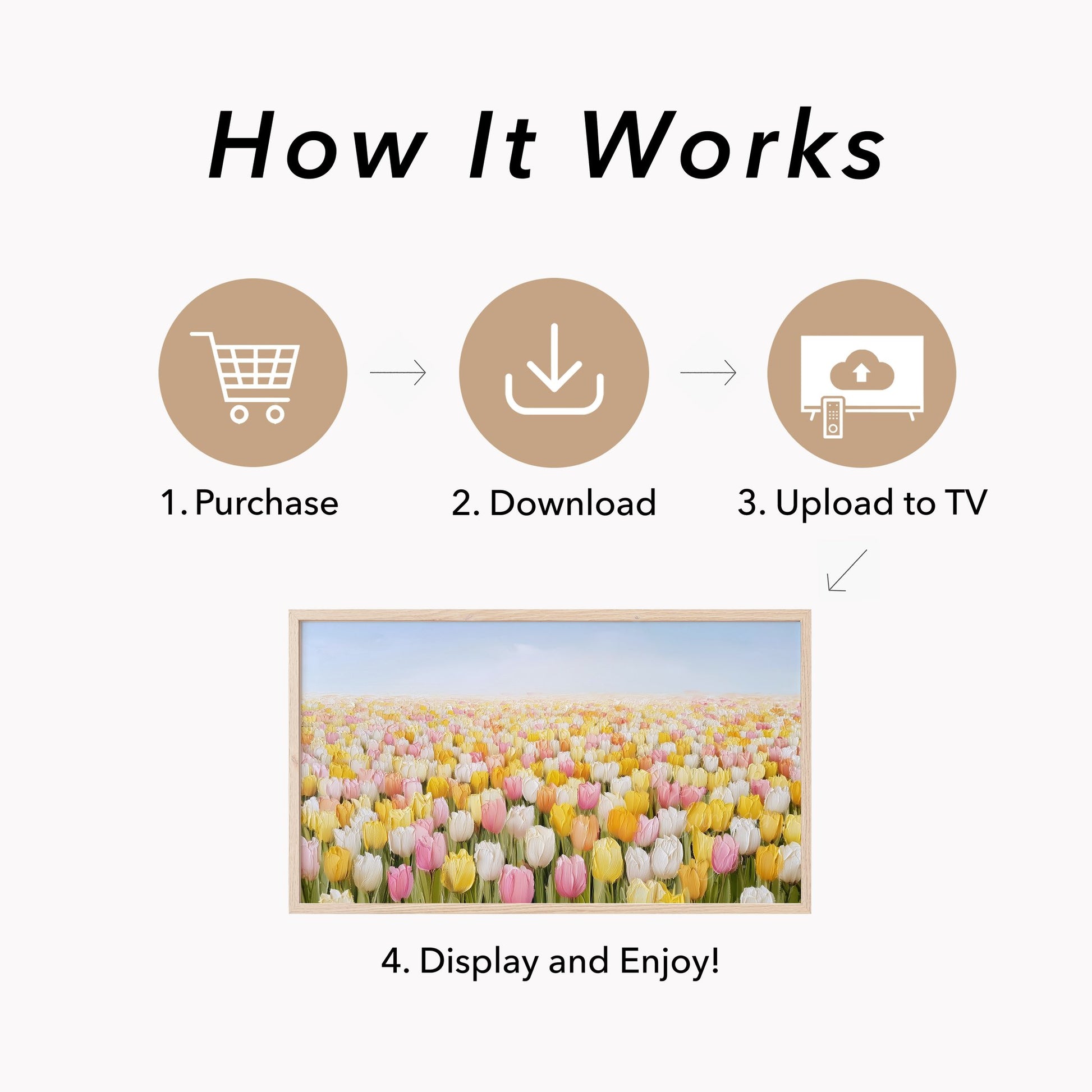Mixed Tulip Blooms Frame TV Art displayed on a TV