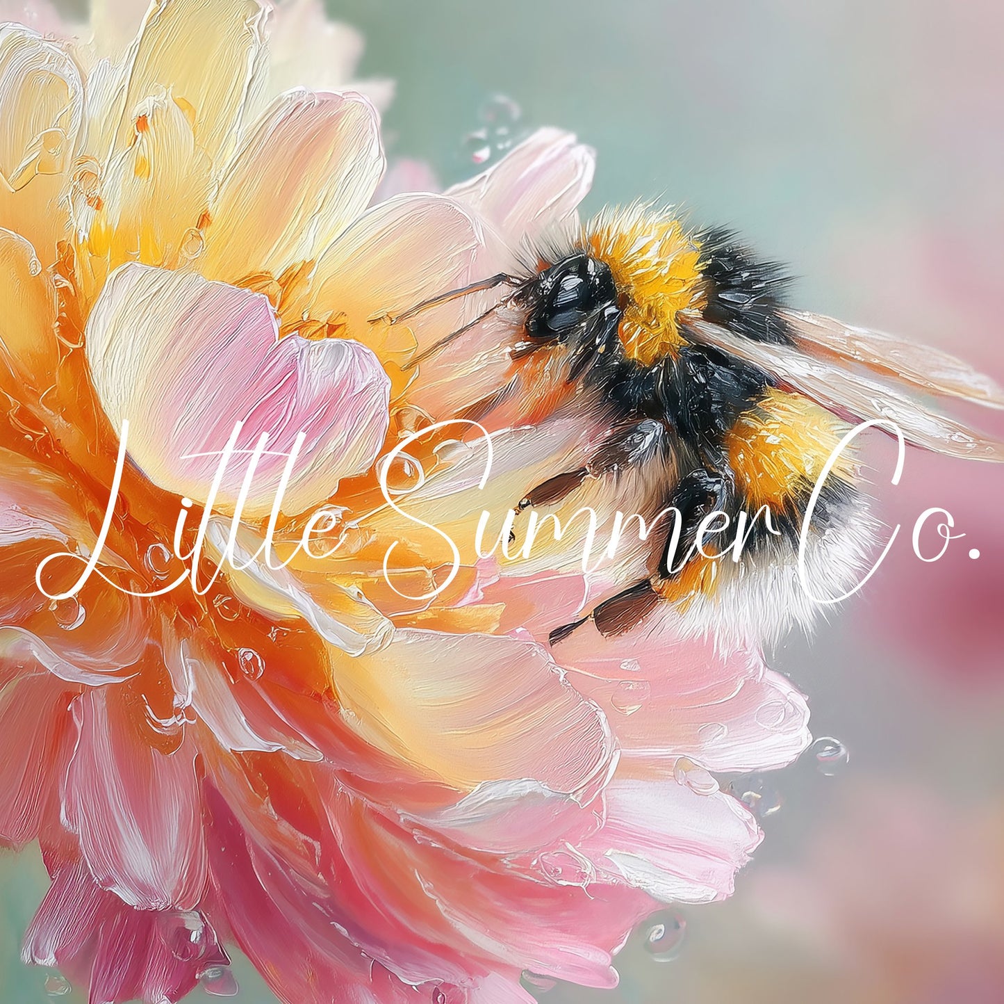 Bee on Pink Flower Frame TV Art displayed on a TV