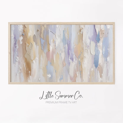 Pastel Vertical Brushstroke Frame TV Art displayed on a TV