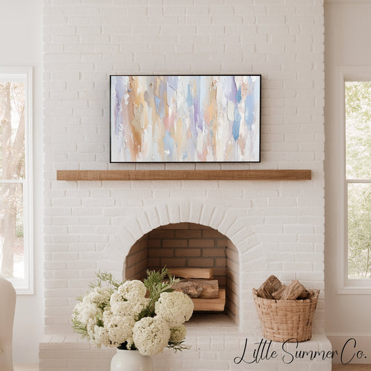 Pastel Vertical Brushstroke Frame TV Art displayed on a TV