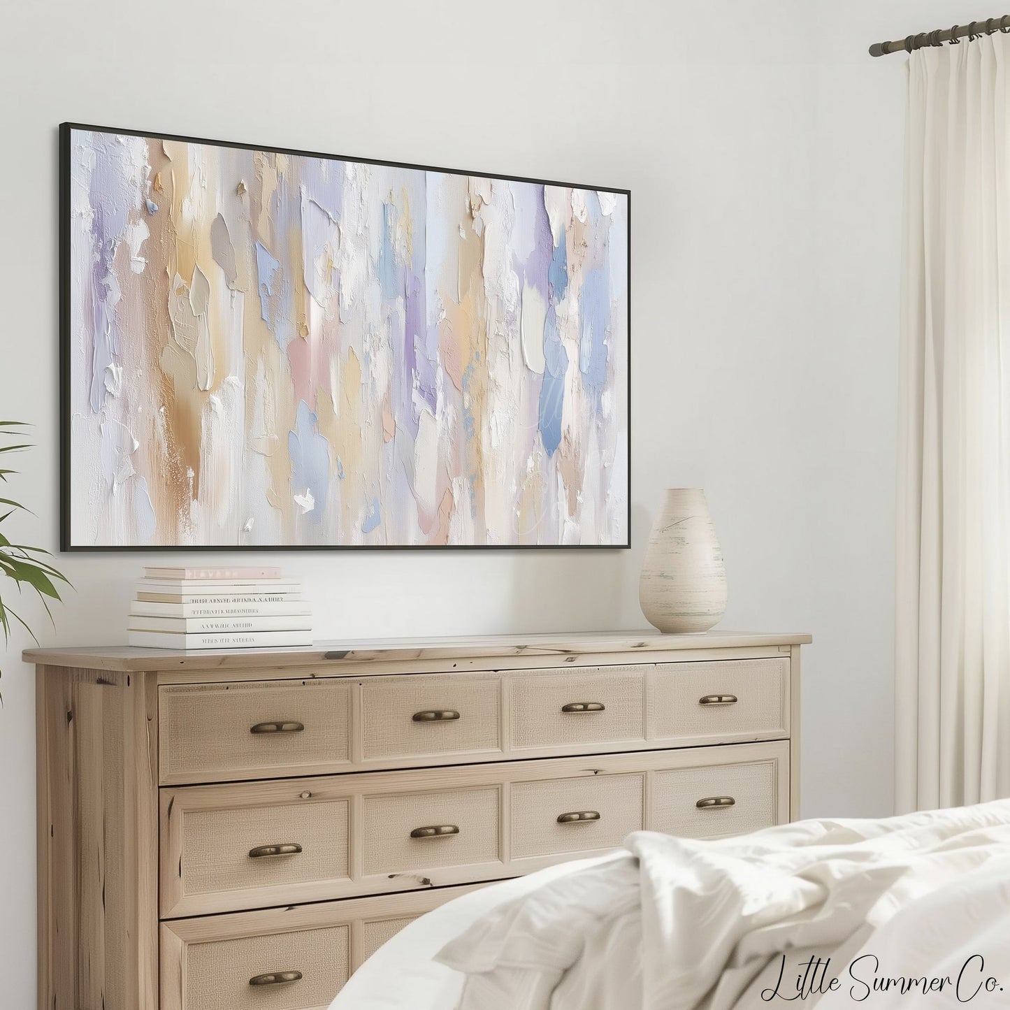 Pastel Vertical Brushstroke Frame TV Art displayed on a TV