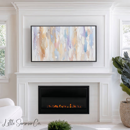 Pastel Vertical Brushstroke Frame TV Art displayed on a TV