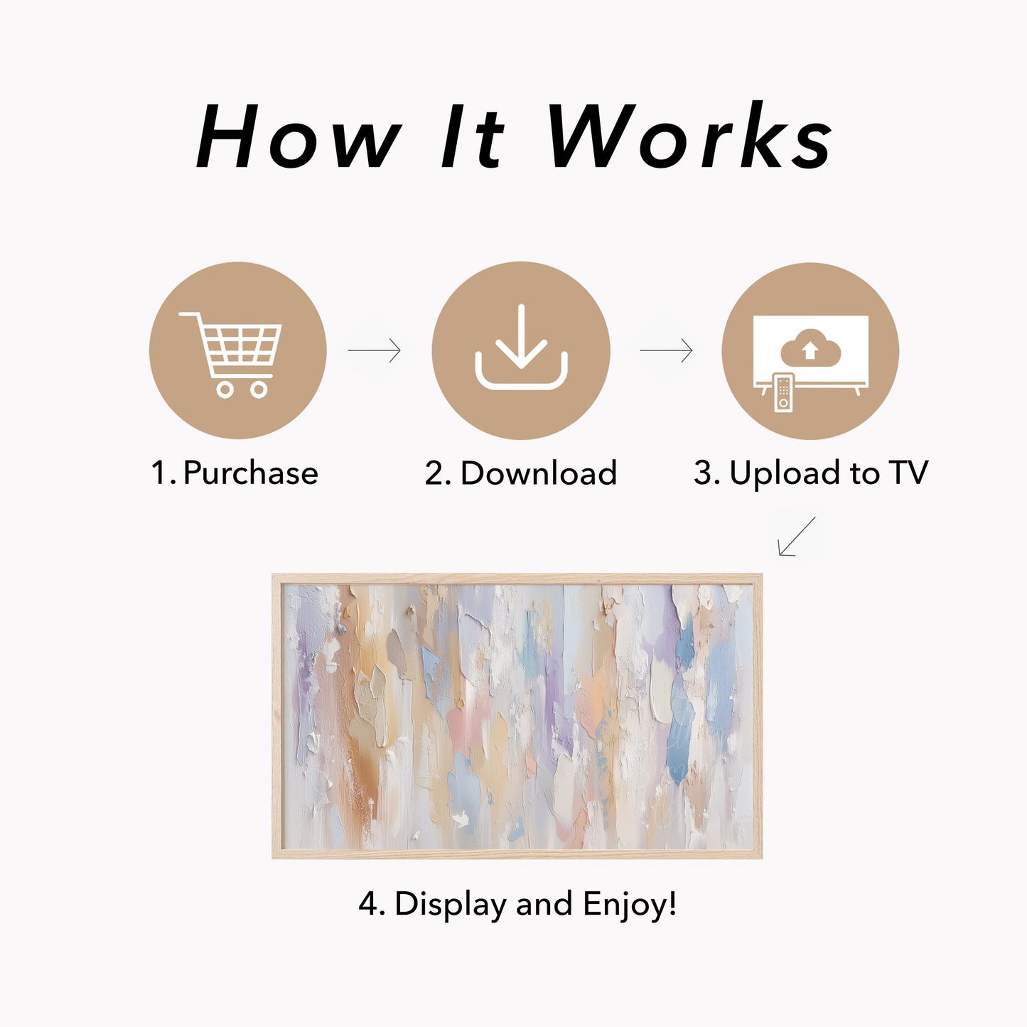 Pastel Vertical Brushstroke Frame TV Art displayed on a TV