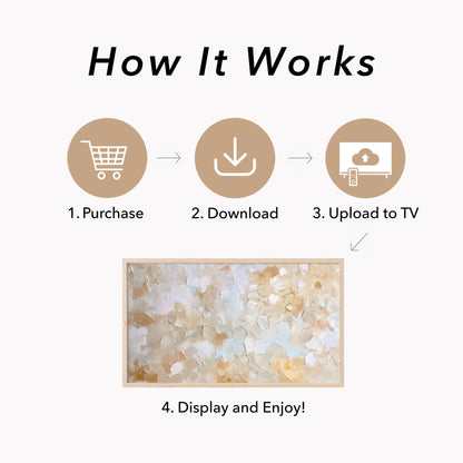 Warm Tan Cream Brushstroke Frame TV Art displayed on a TV