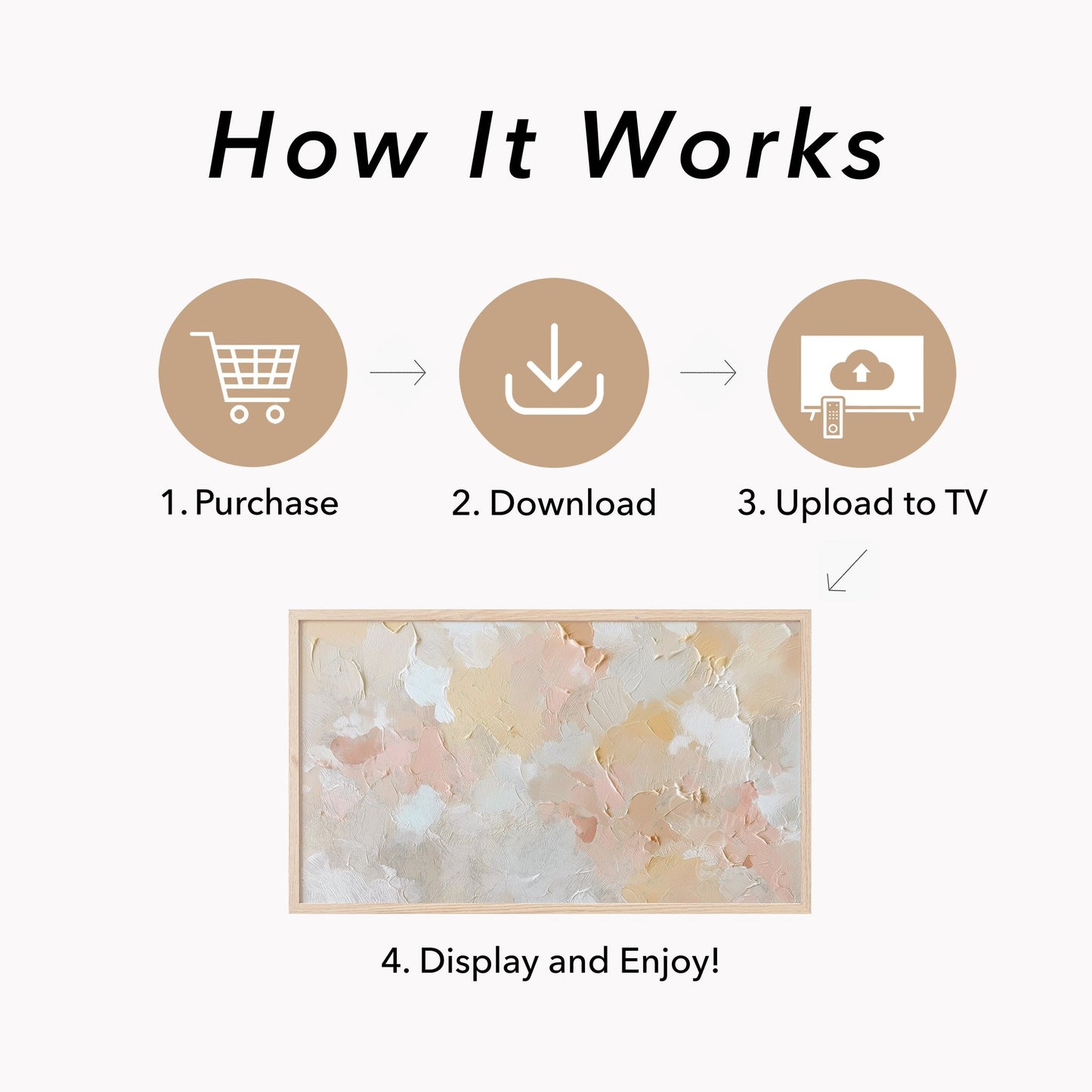 Soft Blush Cream Brushstroke Frame TV Art displayed on a TV