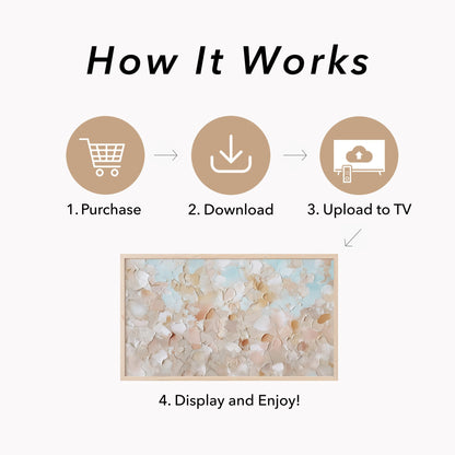 Sandy Beige Sky Blue Brushstroke Frame TV Art displayed on a TV