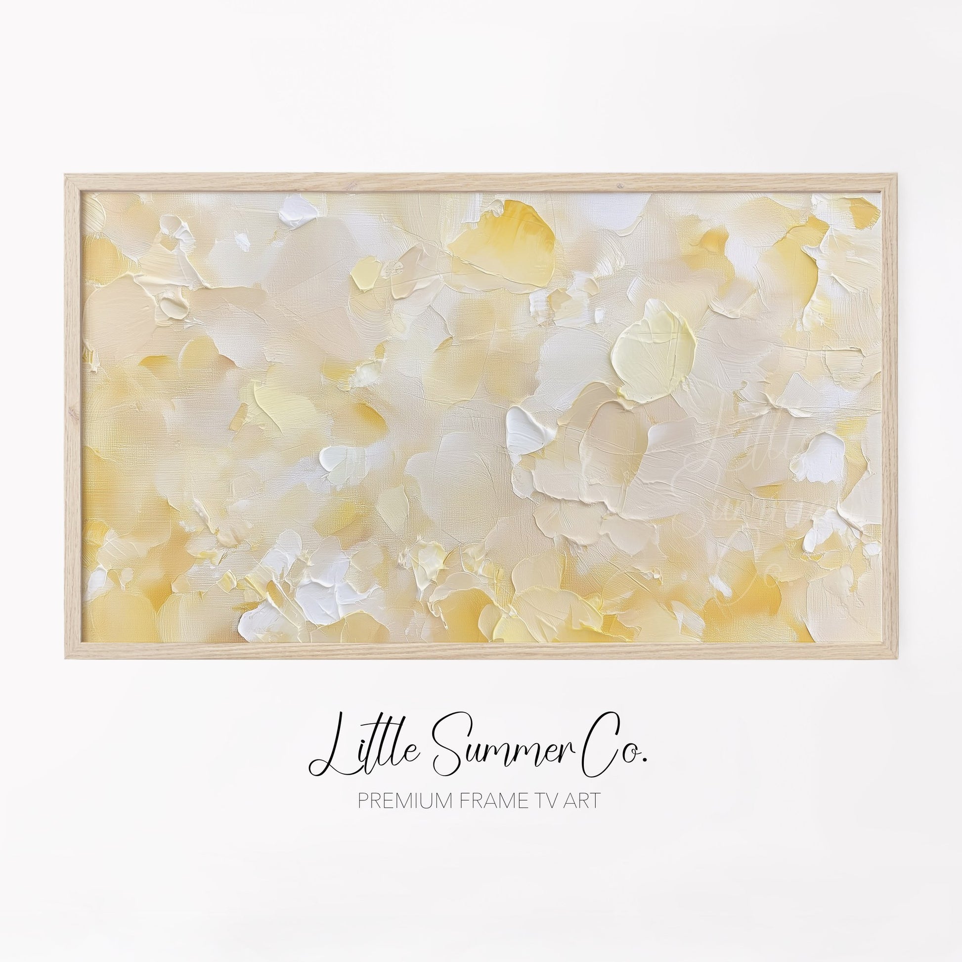 Warm Peach Cream Brushstroke Frame TV Art displayed on a TV