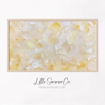 Warm Peach Cream Brushstroke Frame TV Art displayed on a TV