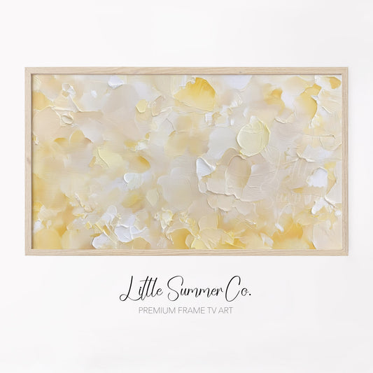 Warm Peach Cream Brushstroke Frame TV Art displayed on a TV