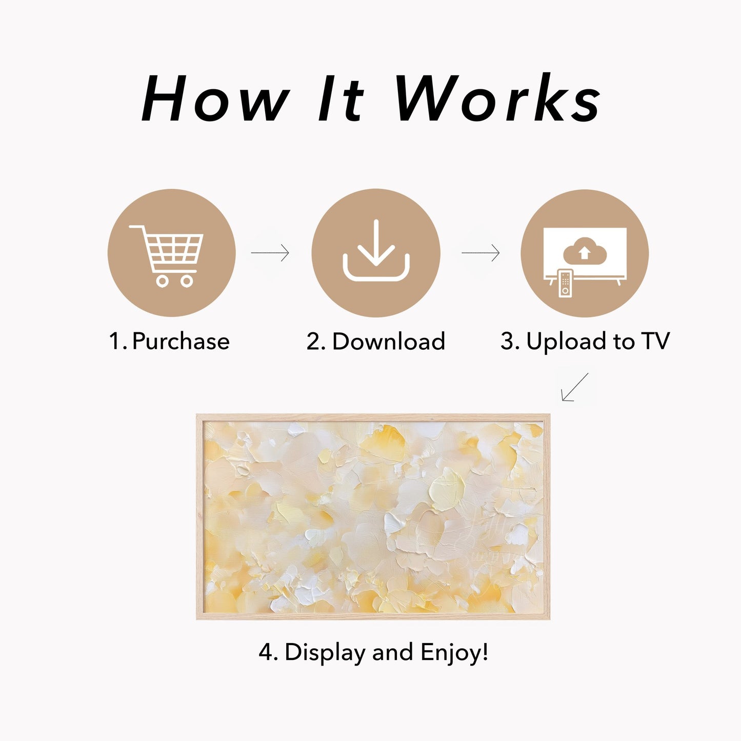 Warm Peach Cream Brushstroke Frame TV Art displayed on a TV