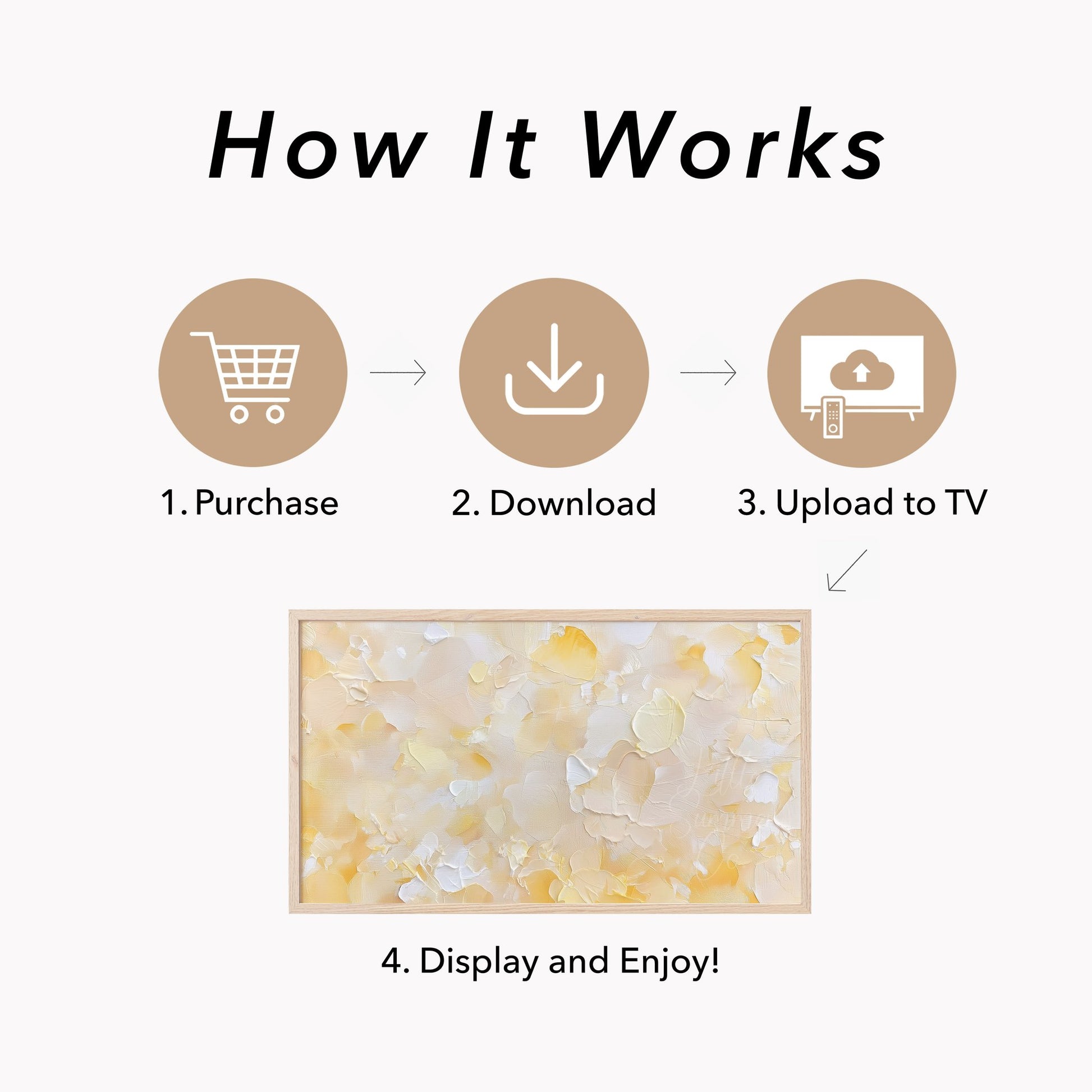 Warm Peach Cream Brushstroke Frame TV Art displayed on a TV