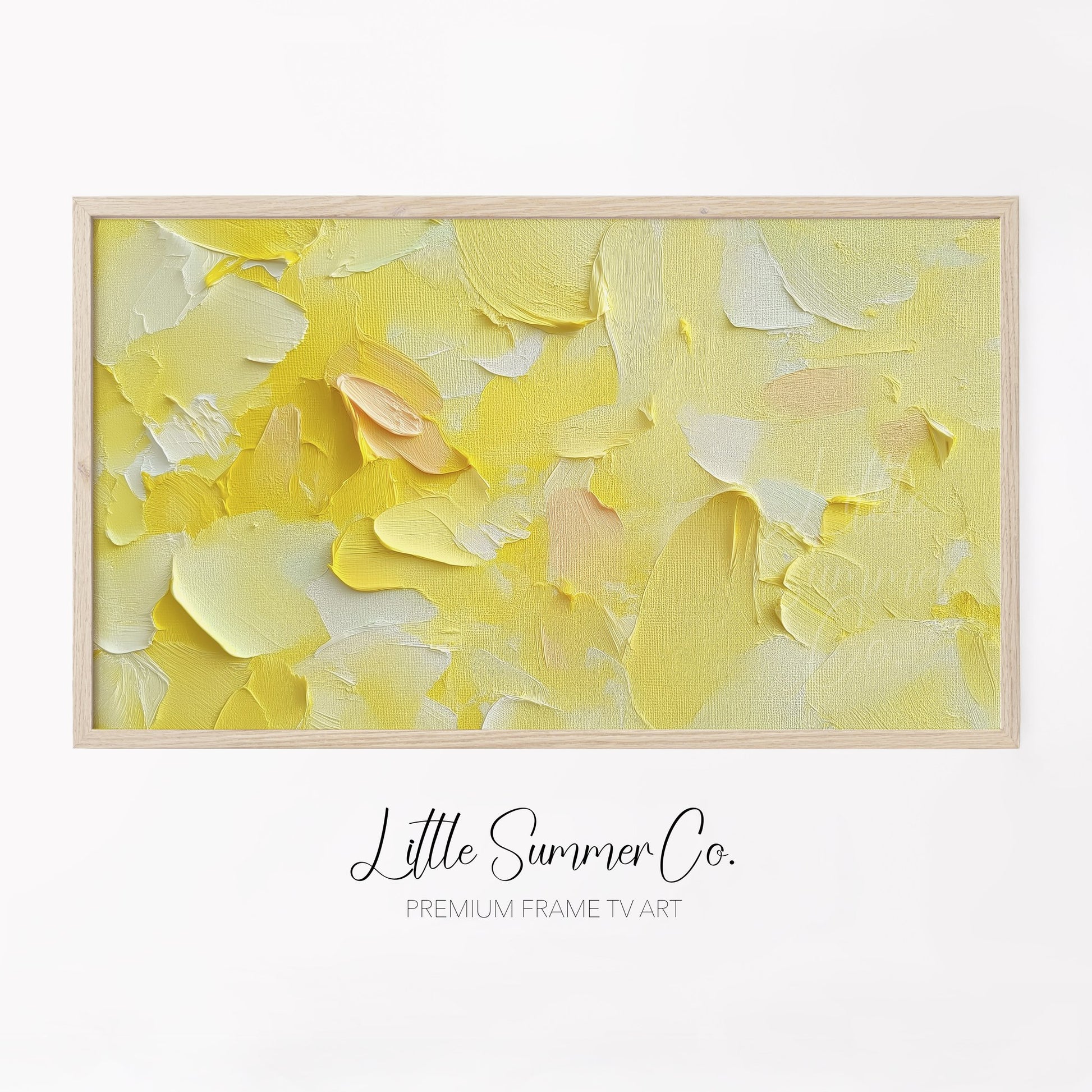 Sunny Yellow Brushstroke Frame TV Art displayed on a TV