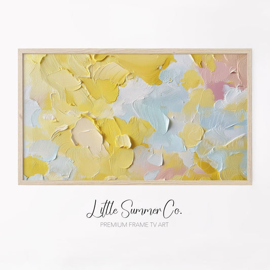 Pastel Brushstroke Splash Frame TV Art displayed on a TV