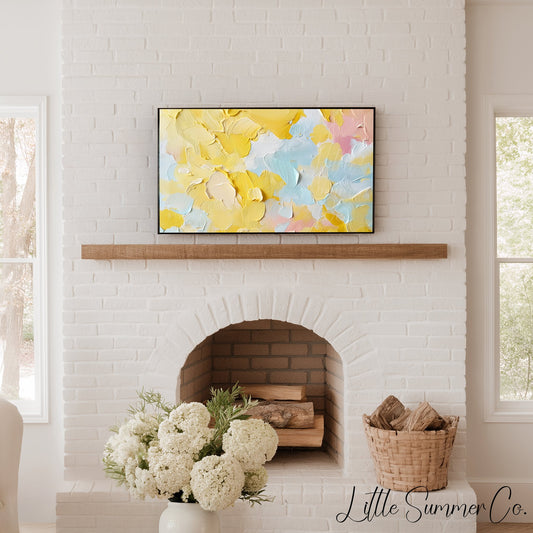 Pastel Brushstroke Splash Frame TV Art displayed on a TV