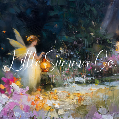 Fairy Garden Cottage Night Frame TV Art displayed on a TV