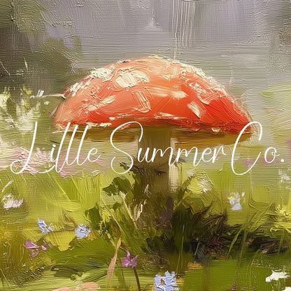 Red Mushroom Wildflower Meadow Frame TV Art displayed on a TV