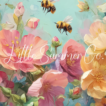 Bees And Flowers Frame TV Art displayed on a TV