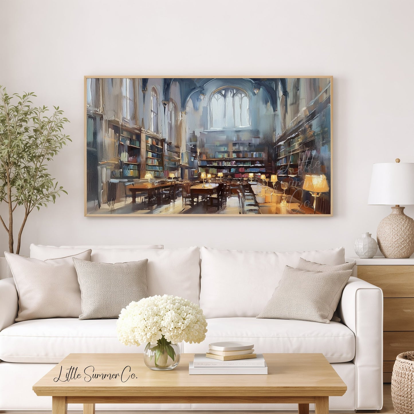 Grand Library Reading Room Frame TV Art displayed on a TV