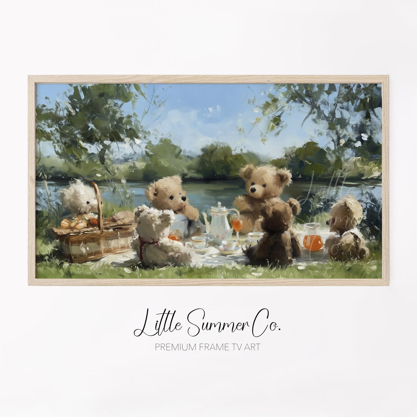 Teddy Bears Picnic Frame TV Art displayed on a TV