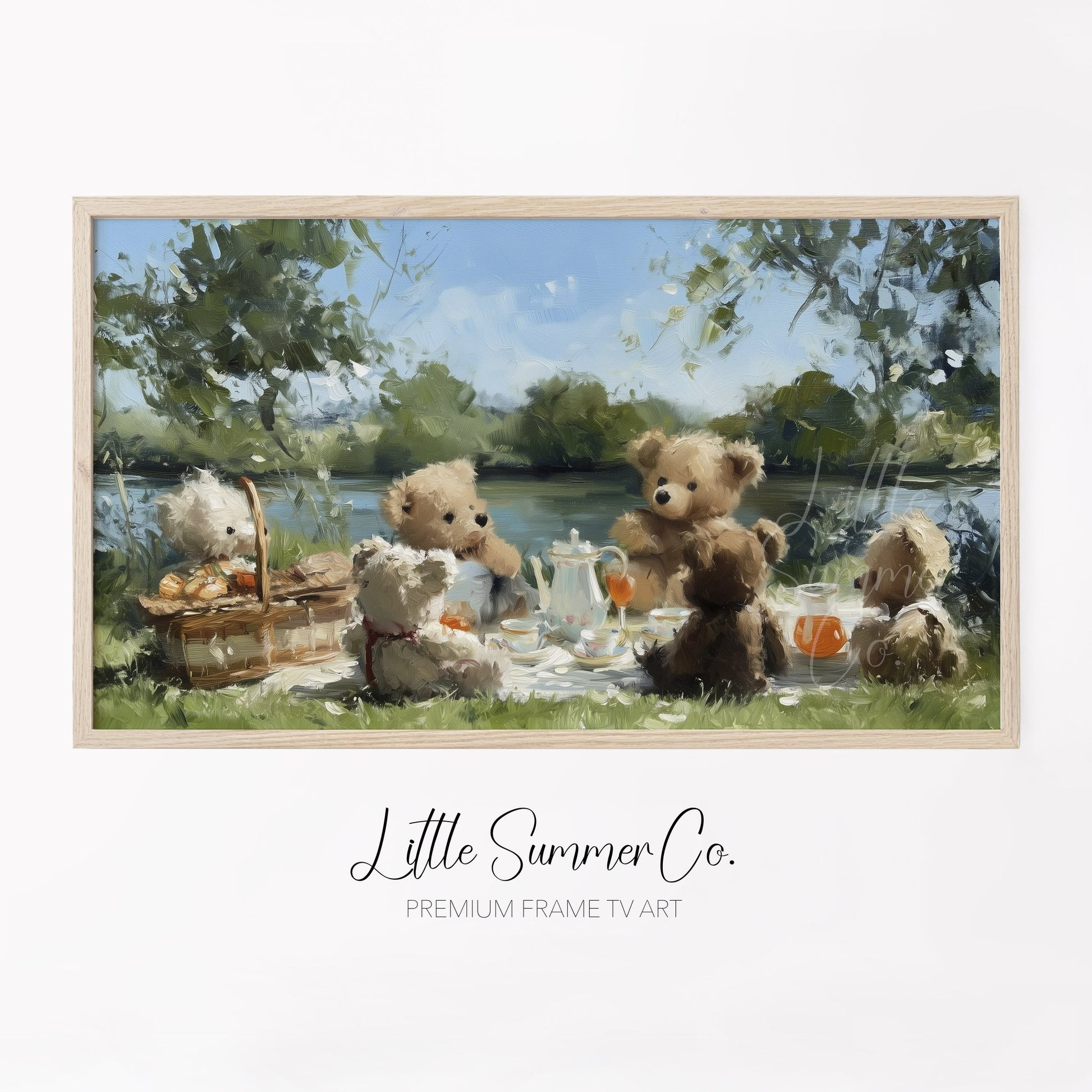 Teddy Bears Picnic Frame TV Art displayed on a TV