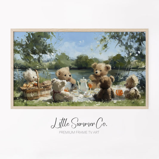 Teddy Bears Picnic Frame TV Art displayed on a TV
