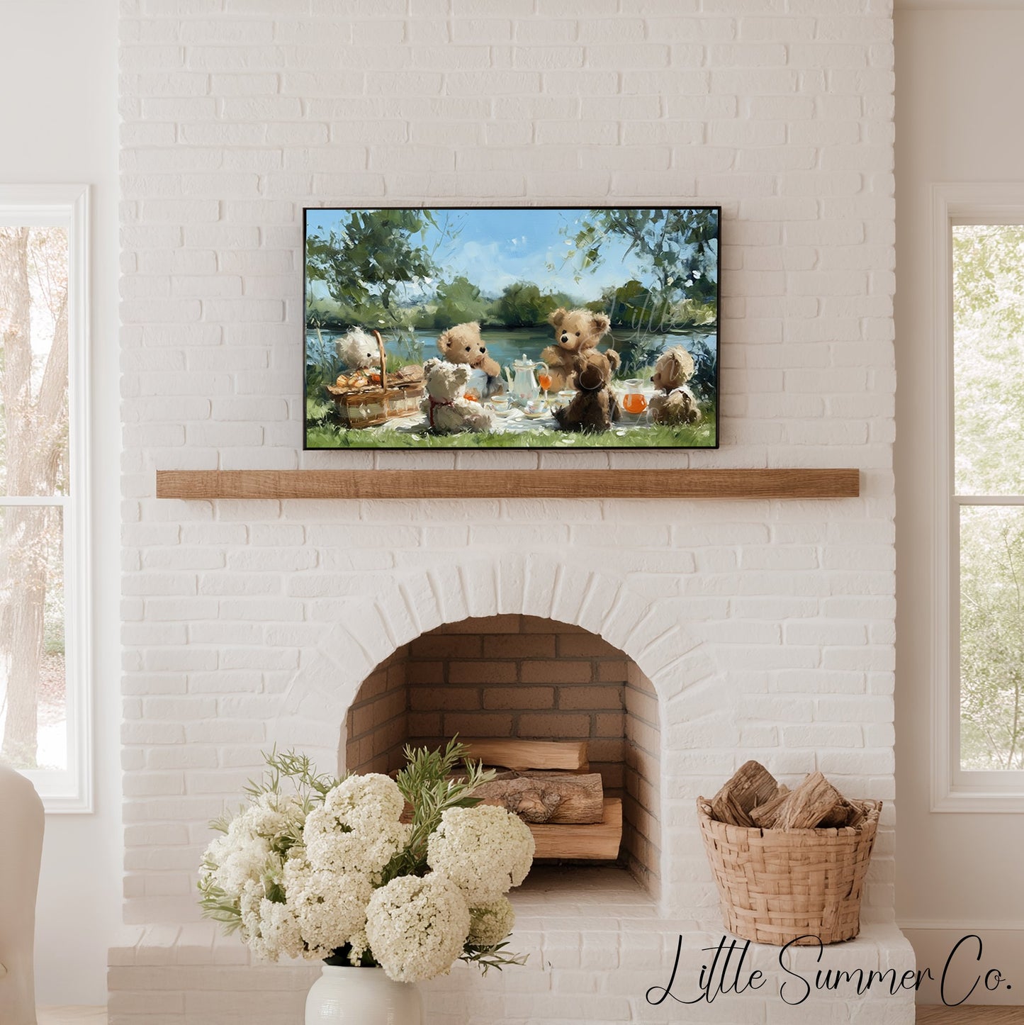 Teddy Bears Picnic Frame TV Art displayed on a TV