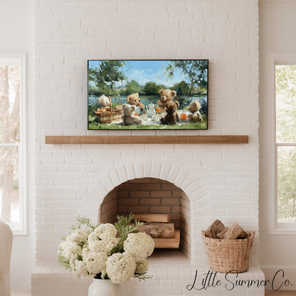 Teddy Bears Picnic Frame TV Art displayed on a TV