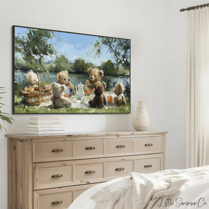 Teddy Bears Picnic Frame TV Art displayed on a TV