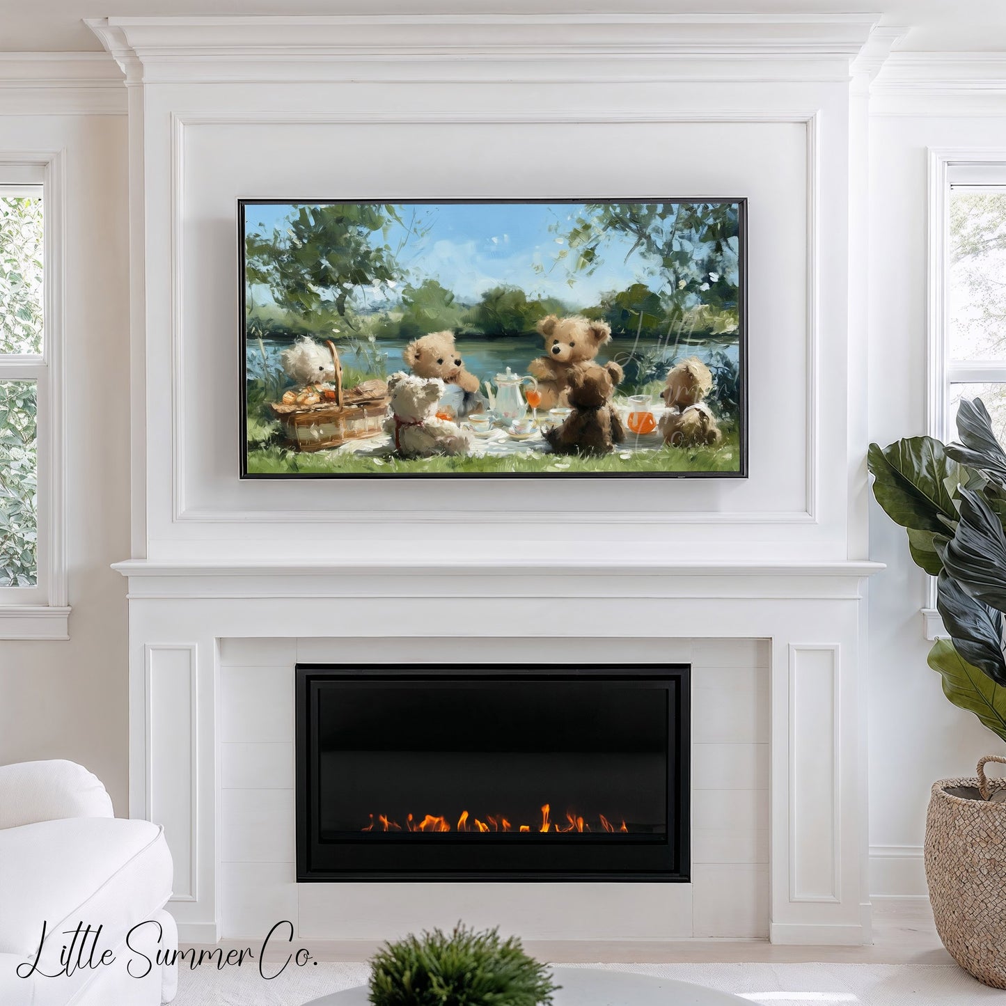 Teddy Bears Picnic Frame TV Art displayed on a TV