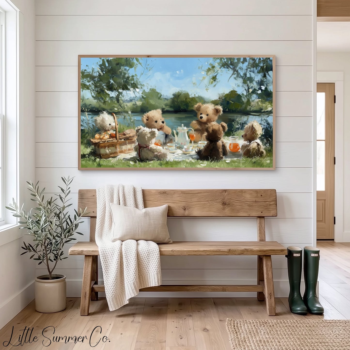 Teddy Bears Picnic Frame TV Art displayed on a TV