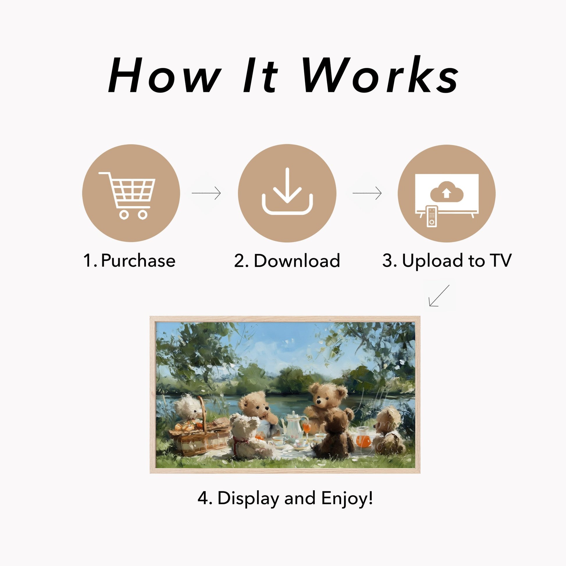Teddy Bears Picnic Frame TV Art displayed on a TV