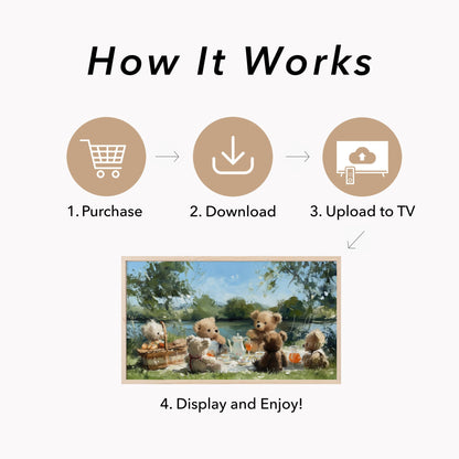 Teddy Bears Picnic Frame TV Art displayed on a TV