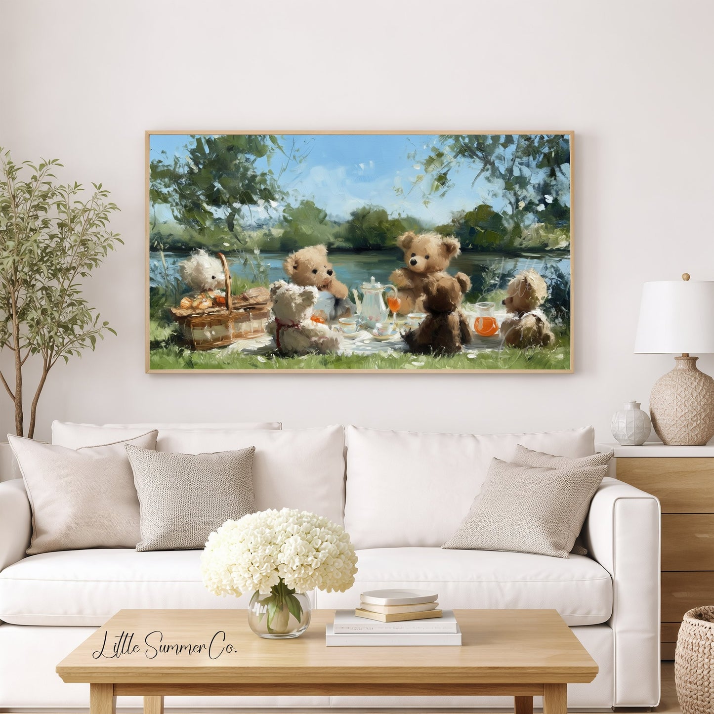 Teddy Bears Picnic Frame TV Art displayed on a TV