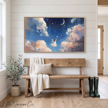 Fairy Reaching for Star Frame TV Art displayed on a TV