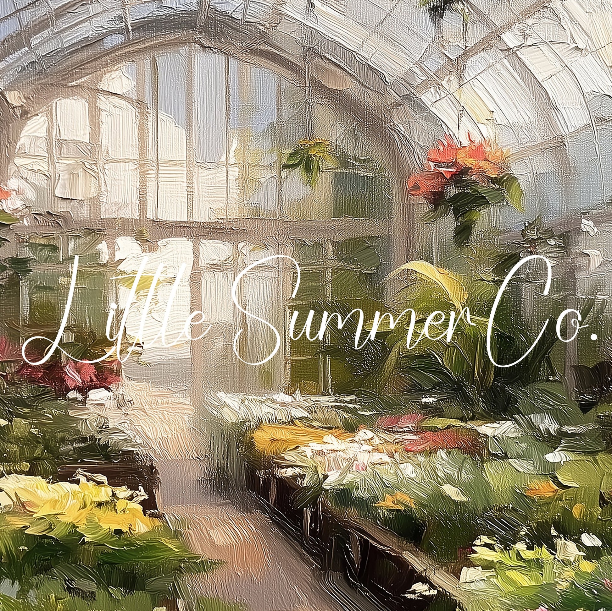Greenhouse Flowers Frame TV Art displayed on a TV