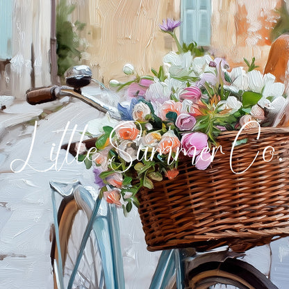 Bicycle in Cobblestone Alley Frame TV Art displayed on a TV