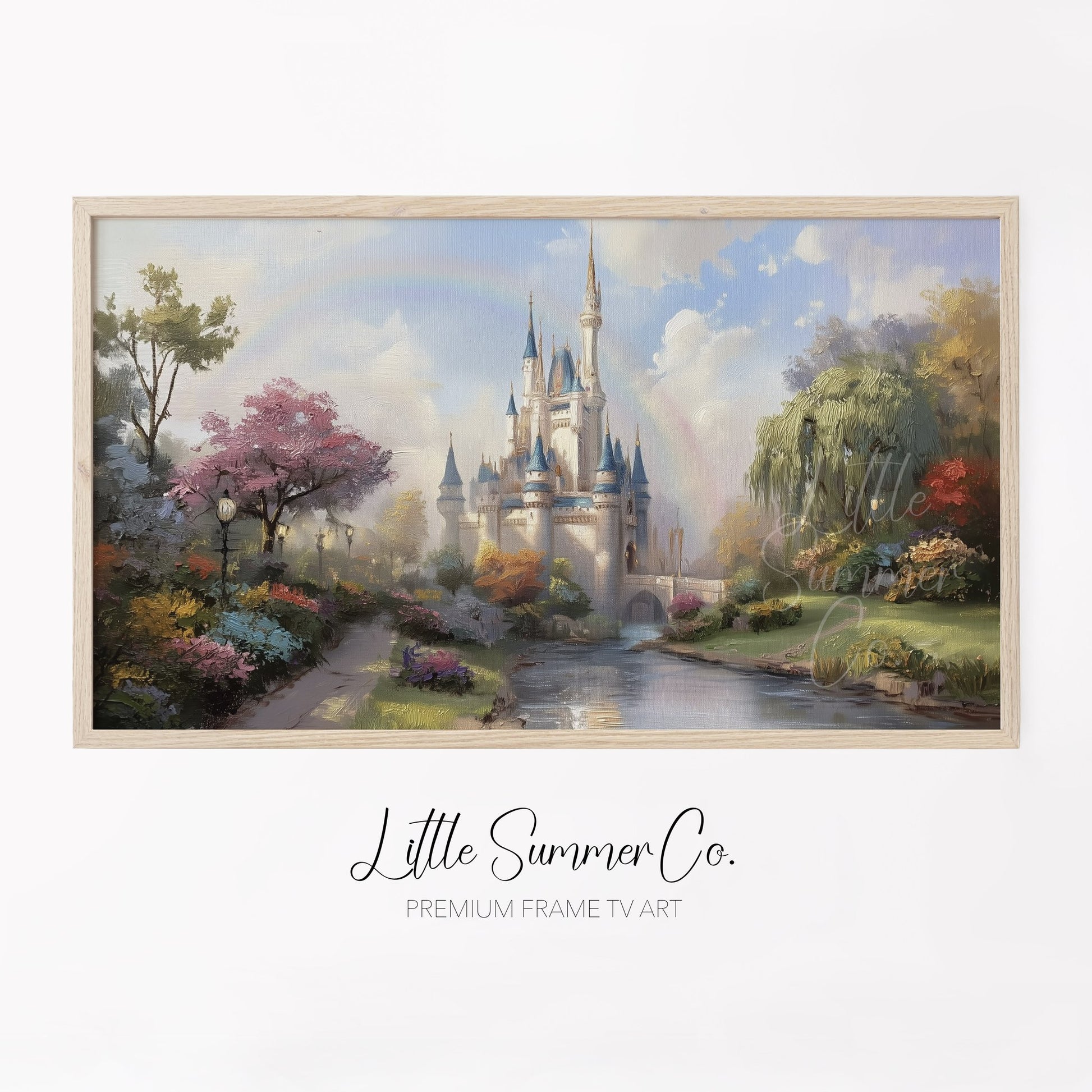 Fairytale Castle by River Frame TV Art displayed on a TV