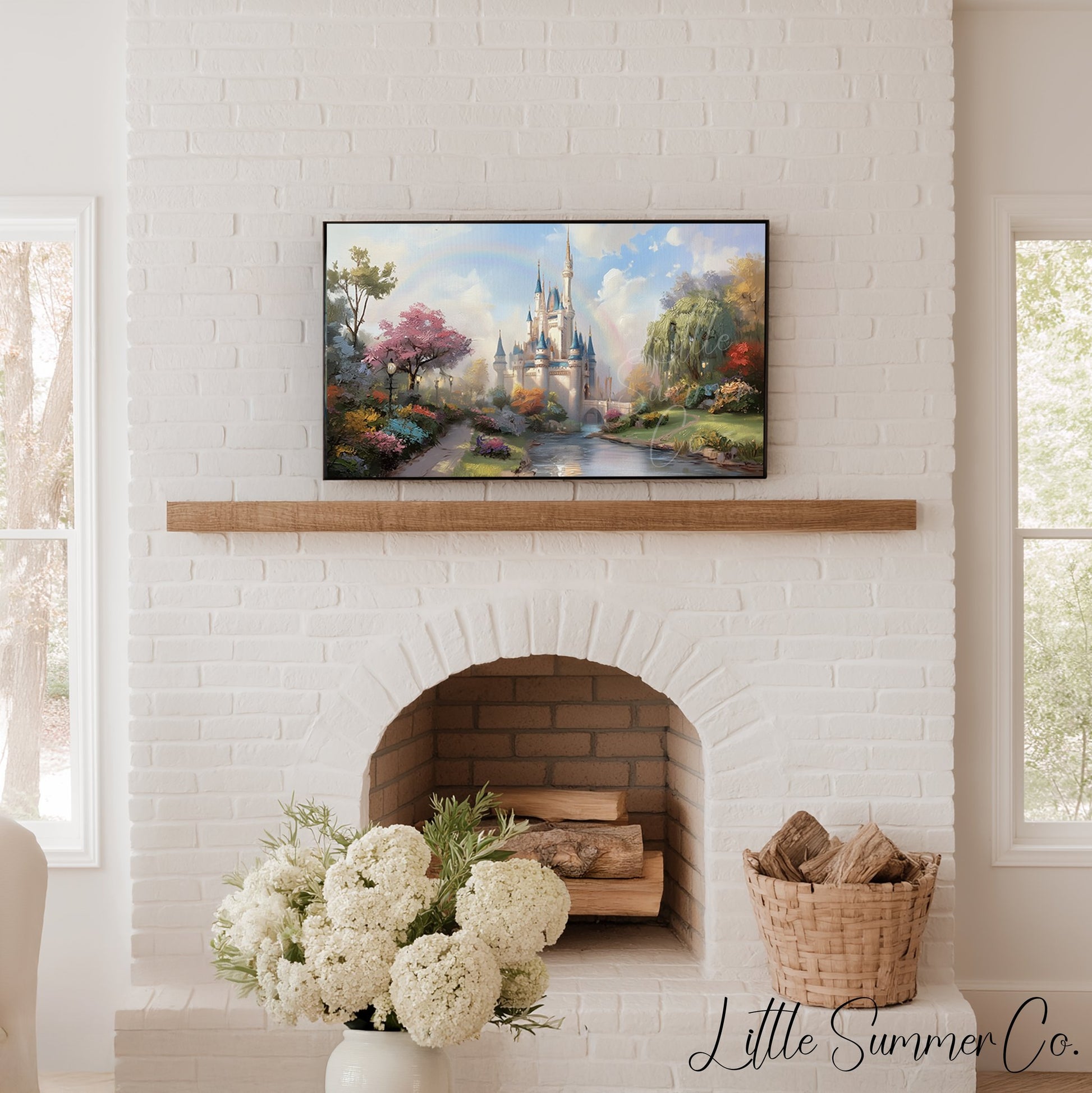 Fairytale Castle by River Frame TV Art displayed on a TV