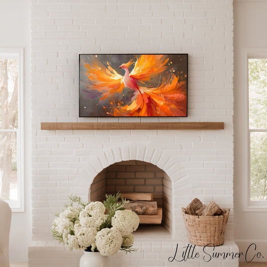 Phoenix in Flight Frame TV Art displayed on a TV