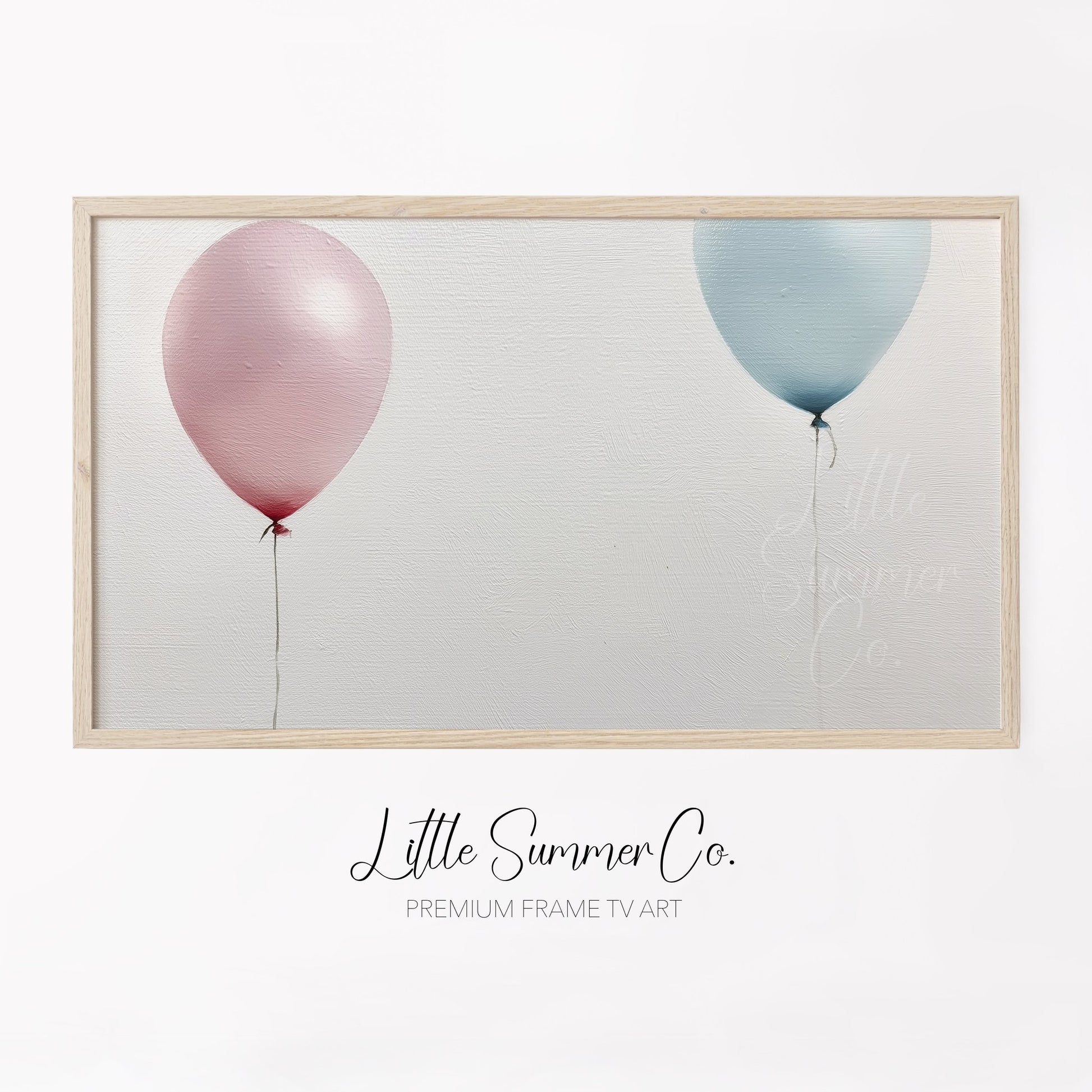 Pink Blue Balloons Pair Frame TV Art displayed on a TV