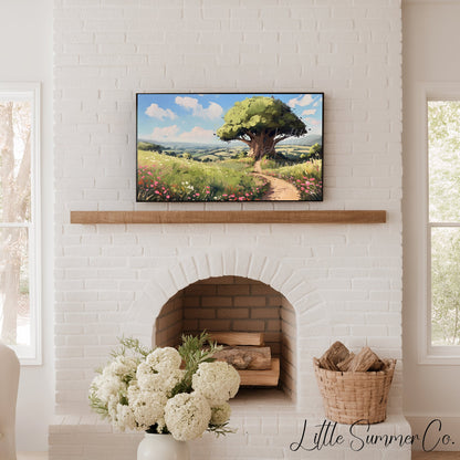 Magical Meadow Tree Frame TV Art displayed on a TV